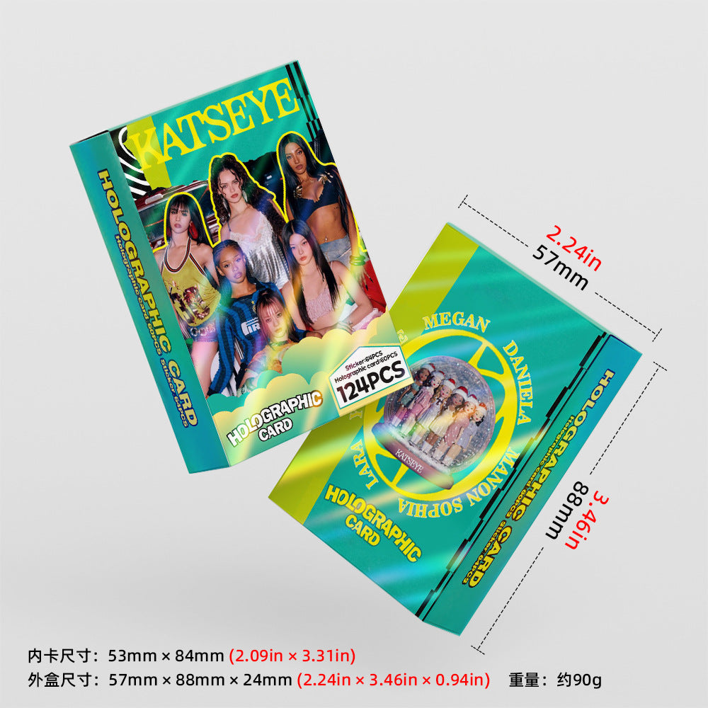 124PCS KATSEYE Collectible Stickers Holographic LOMO Cards