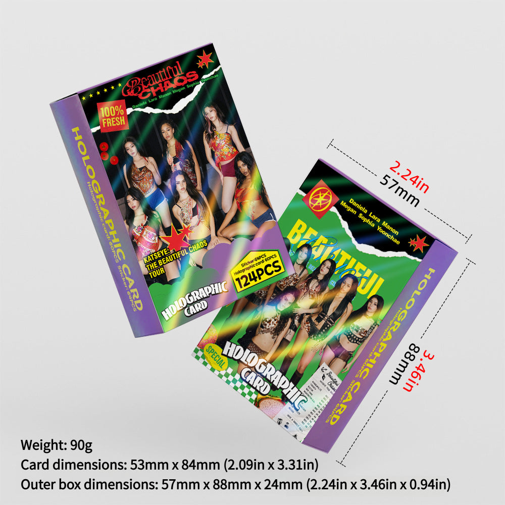 124PCS KATSEYE Tour THE BEAUTIFUL CHAOS Holographic LOMO Cards