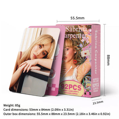 92PCS Sabrina Carpenter Star Photo Stickers LOMO Cards