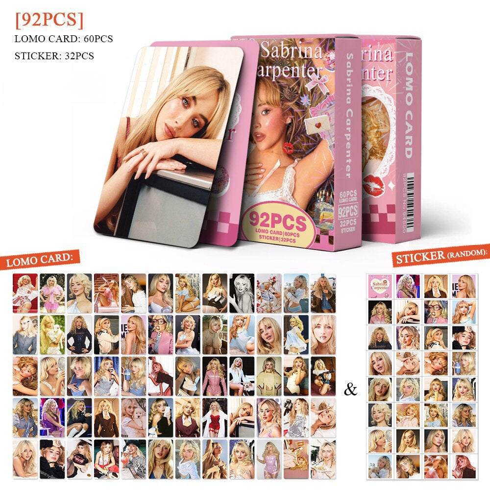 92PCS Sabrina Carpenter Star Photo Stickers LOMO Cards