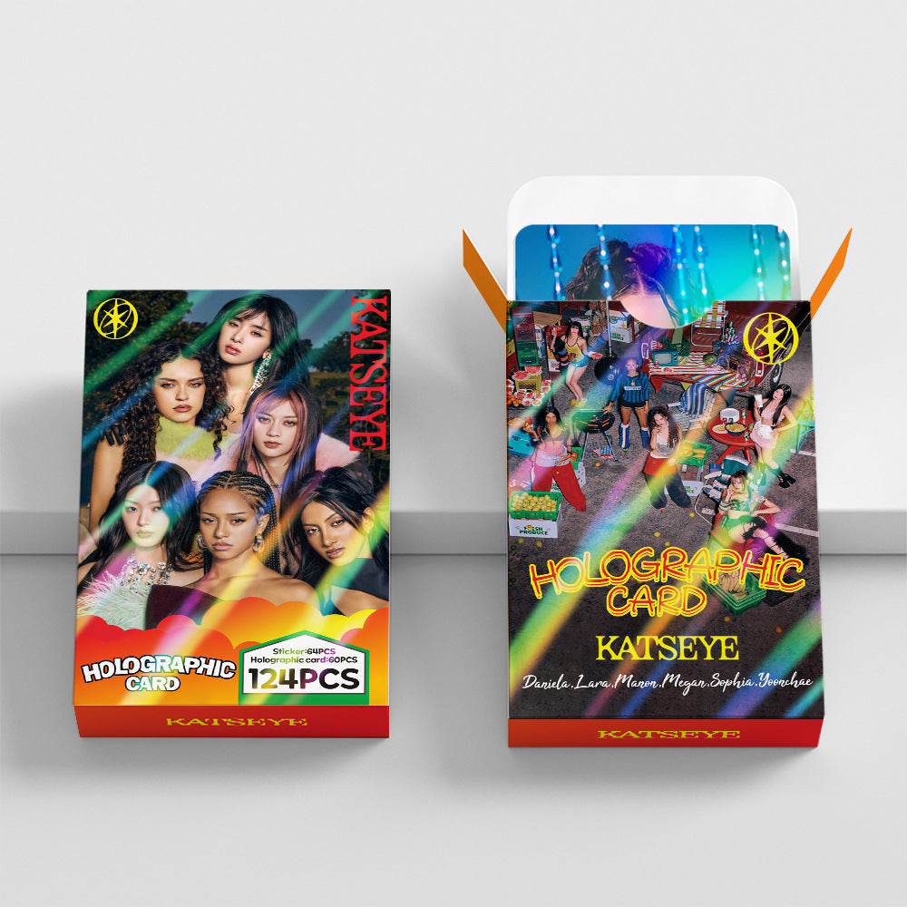124PCS KATSEYE Collectible Stickers Holographic LOMO Cards