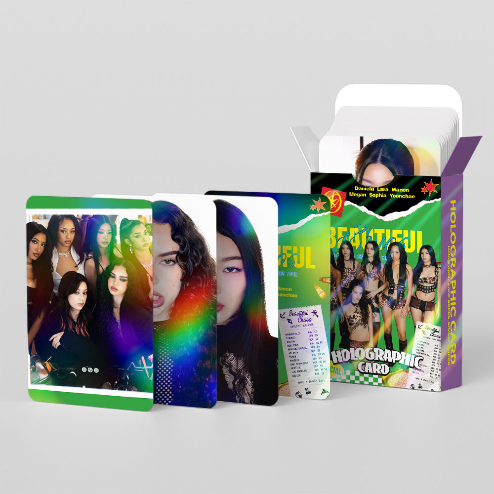 124PCS KATSEYE Tour THE BEAUTIFUL CHAOS Holographic LOMO Cards