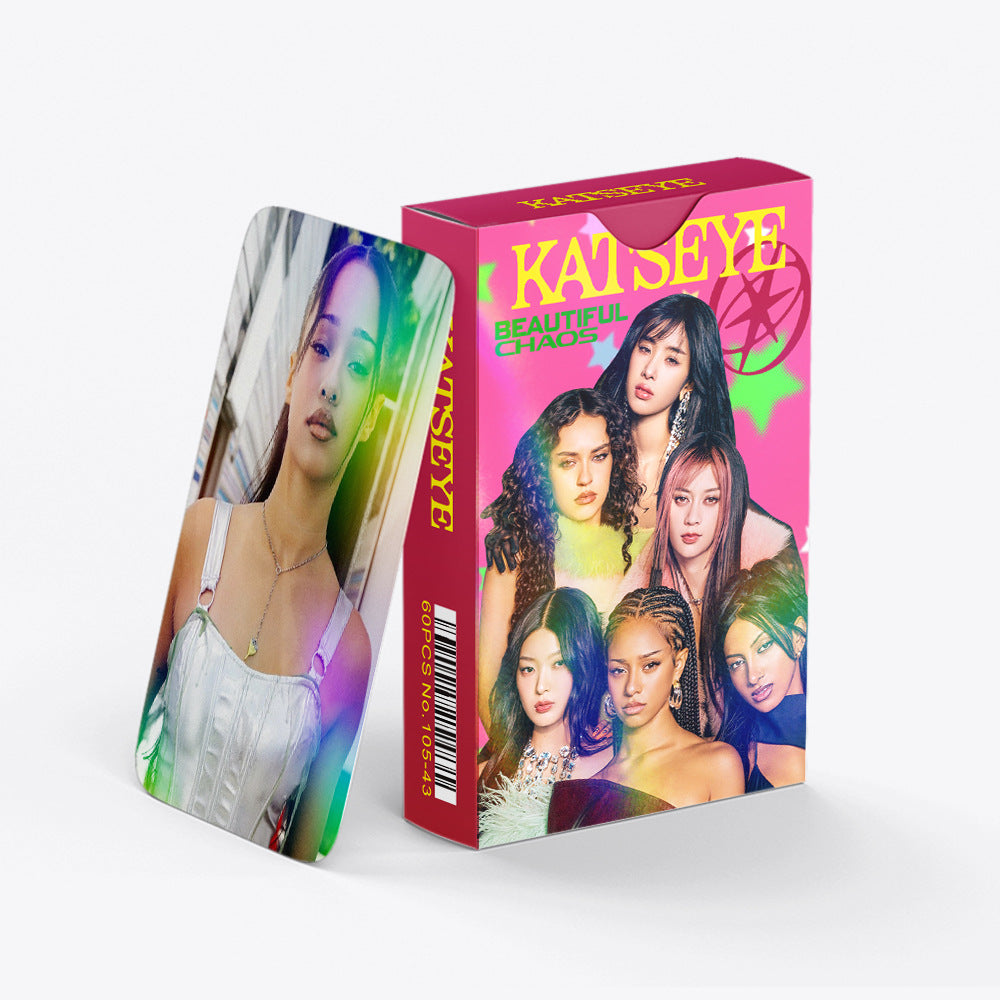 60PCS KATSEYE Star Support Holographic Photo Cards