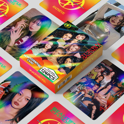 124PCS KATSEYE Collectible Stickers Holographic LOMO Cards