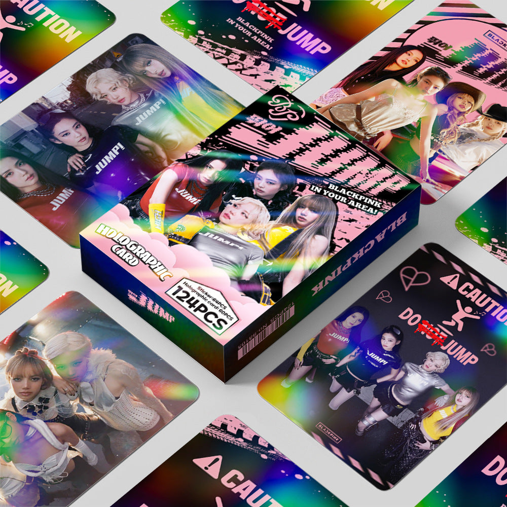 124PCS BLACKPINK New Album 'Jump' Sticker Laser LOMO Cards