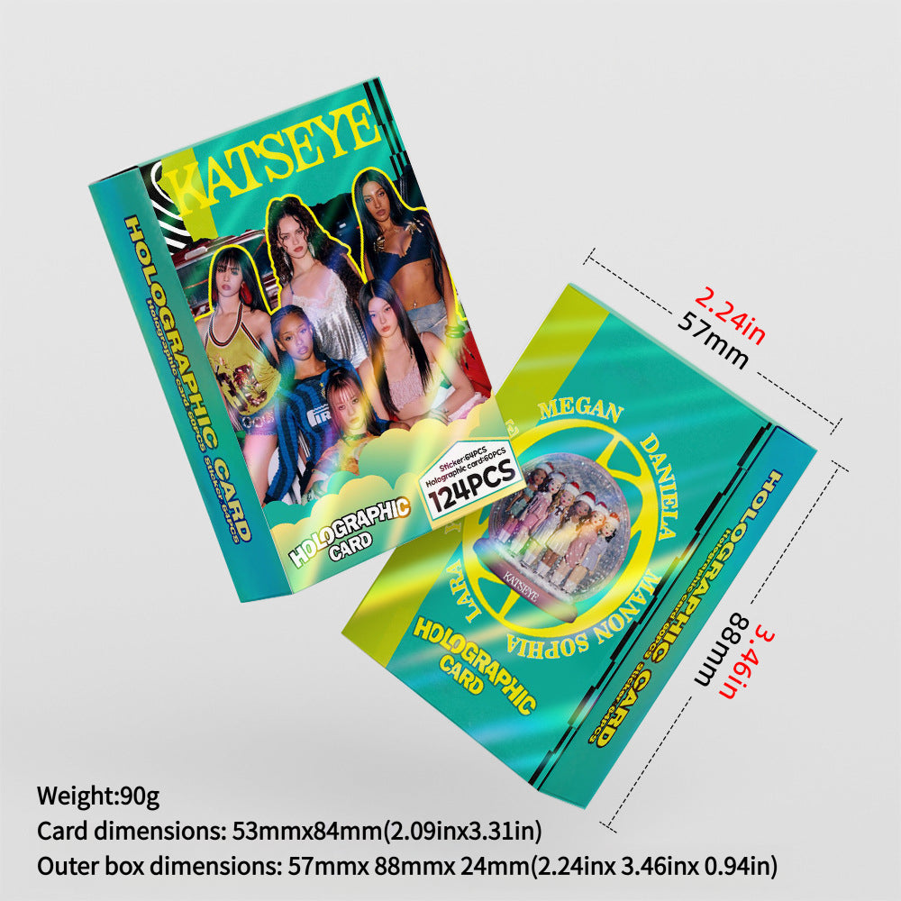 124PCS KATSEYE Collectible Stickers Holographic LOMO Cards