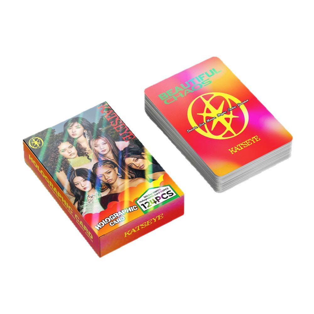 124PCS KATSEYE Collectible Stickers Holographic LOMO Cards