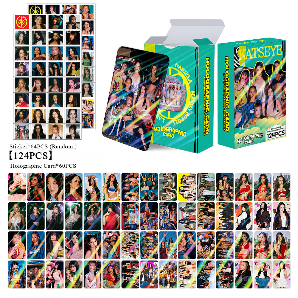 124PCS KATSEYE Collectible Stickers Holographic LOMO Cards